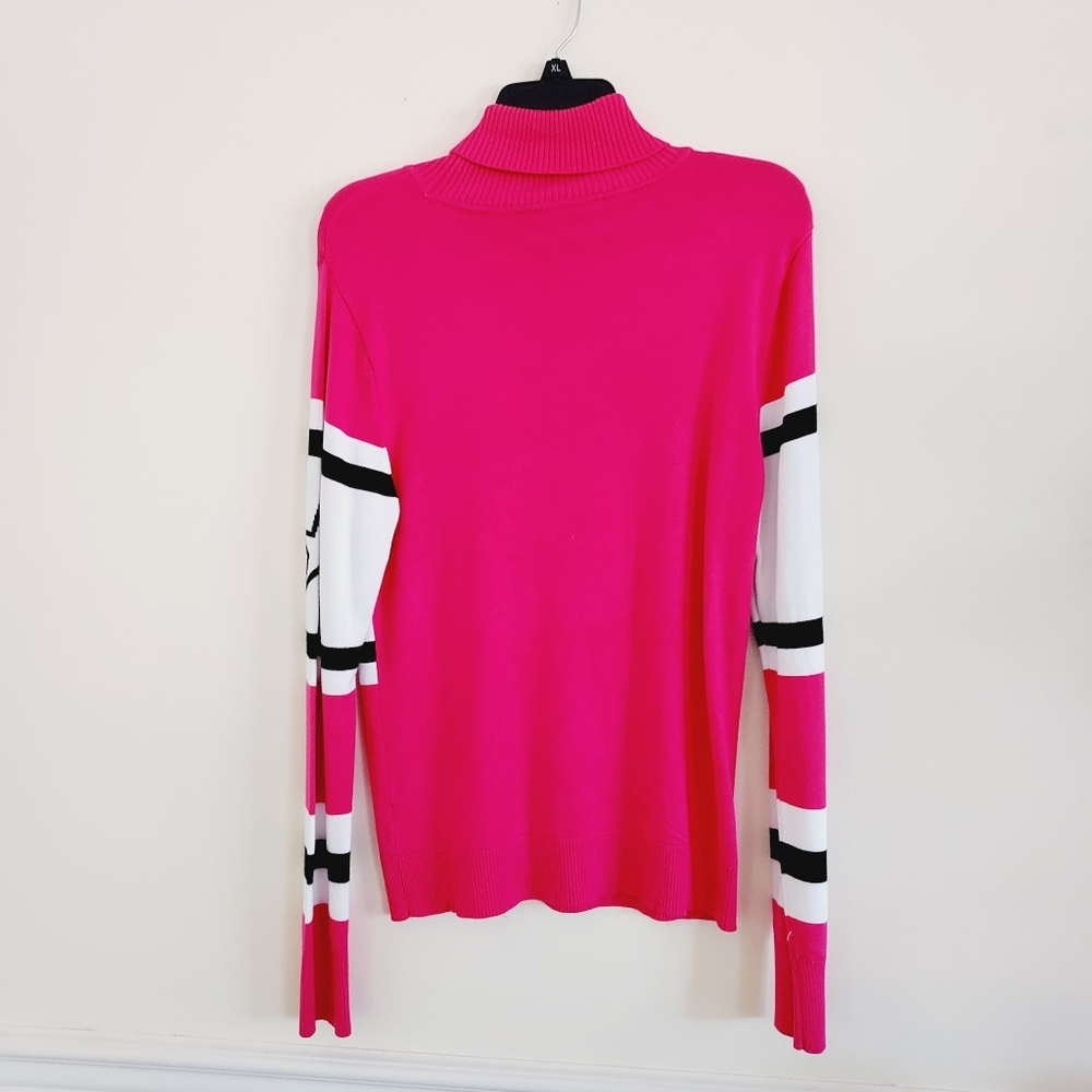 🏷Antonio Melani Apres Motif Sweater Bright Pink, Long-sleeve Turtleneck - Picture 2 of 2